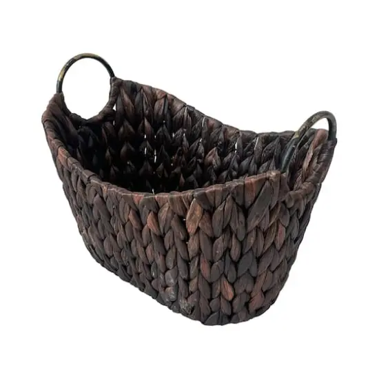 Small Espresso Woven Basket with Metal Handles by Ashland&reg; {1}