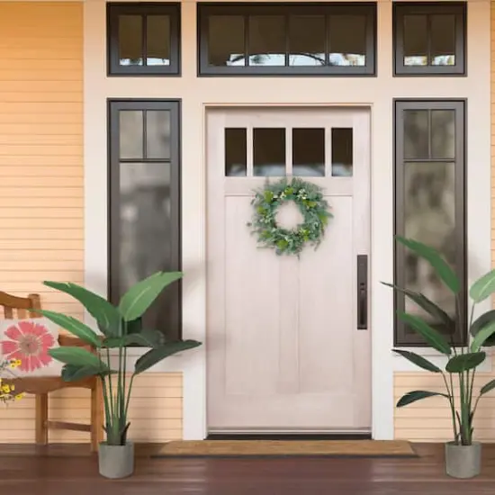 24'' Green and White Eucalyptus Floral Spring Wreath {4}