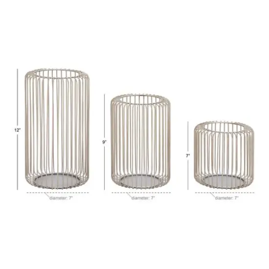 Silver Metal Modern Lantern Set {5}