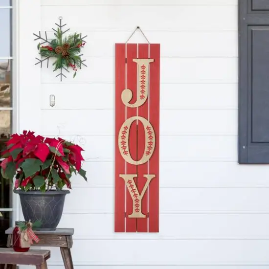 Glitzhome&reg; 42" Christmas JOY Wood Porch Sign {4}