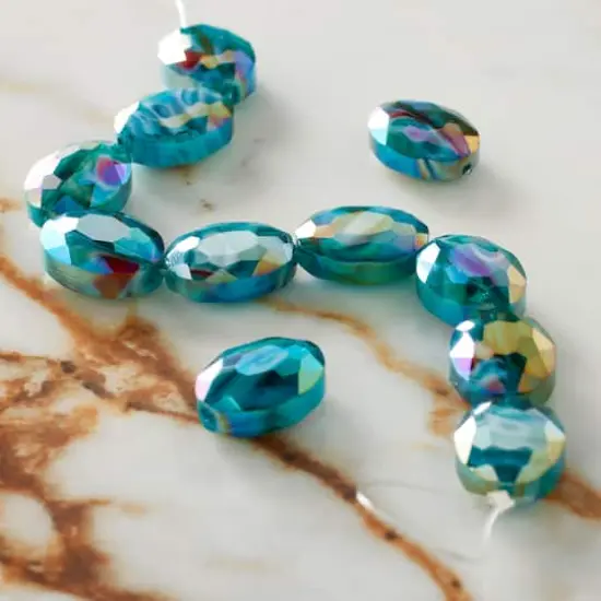 Aqua Faceted Glass Oval Beads, 15.5mm by Bead Landing&trade; {3}