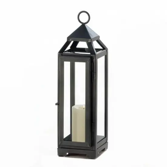 12.75" Black Tall Slate Lantern {6}