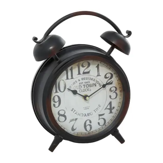 13" Black Metal Vintage Clock {3}