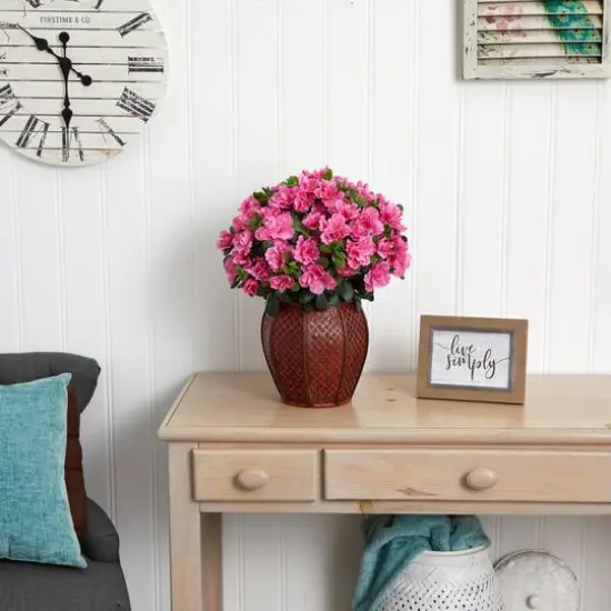20" Azalea Plant with Vase {4}