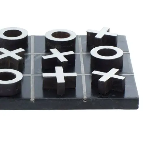 Black Marble & Aluminum Contemporary Tic-Tac-Toe Game Set {5}