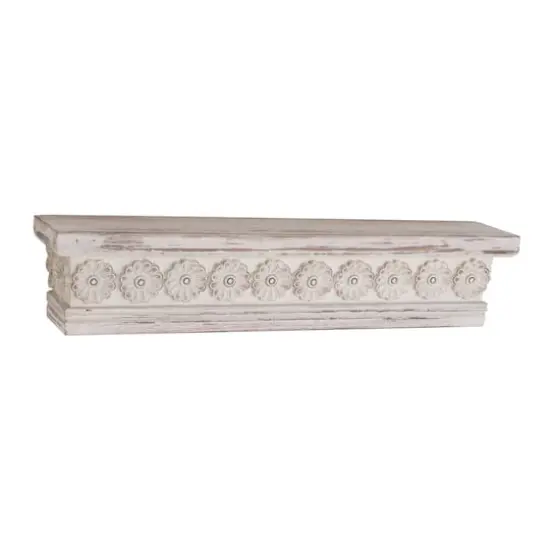 White Chinese fir wood Vintage Wall Shelf, 6" x 28" x 5" {1}