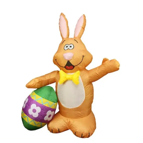 48" Inflatable Lighted Easter Bunny with Egg Outdoor Decoration {3}