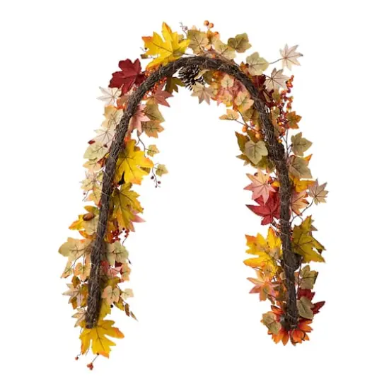 Glitzhome&reg; 6ft. Fall Sunflower, Maple Leaf & Berry Garland {8}