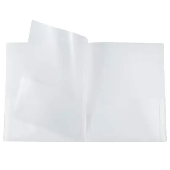 JAM Paper Heavy Duty Plastic 4-Pocket Folder, 2ct. Clear {5}
