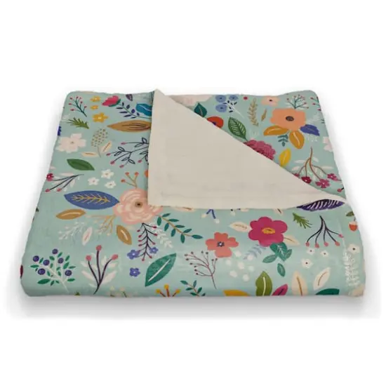 Mother's Day Florals Coral Fleece Blanket Blue {3}