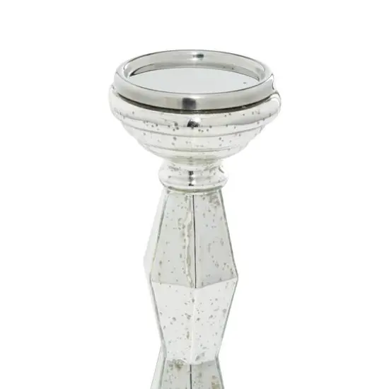 Silver Glass Glam Candle Holder Set {5}