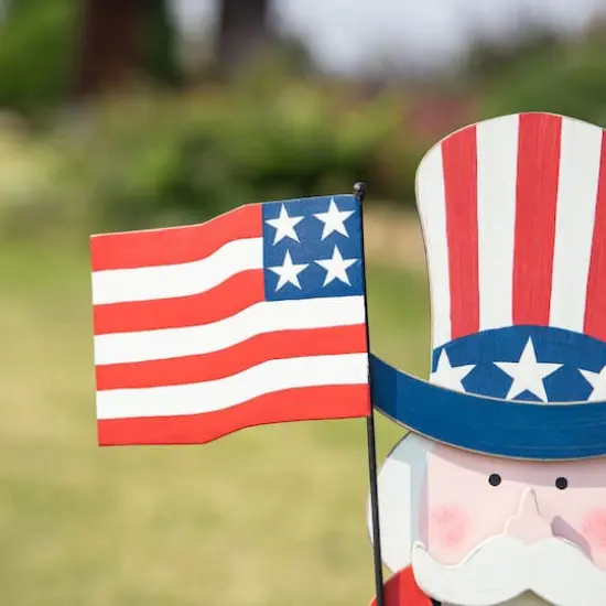 Glitzhome&reg; 36" Wood Patriotic Uncle Sam Yard Stake D&eacute;cor {5}