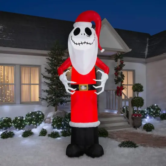 10ft. Airblown&reg; Inflatable Christmas Giant Jack Skellington in Santa Outfit {3}