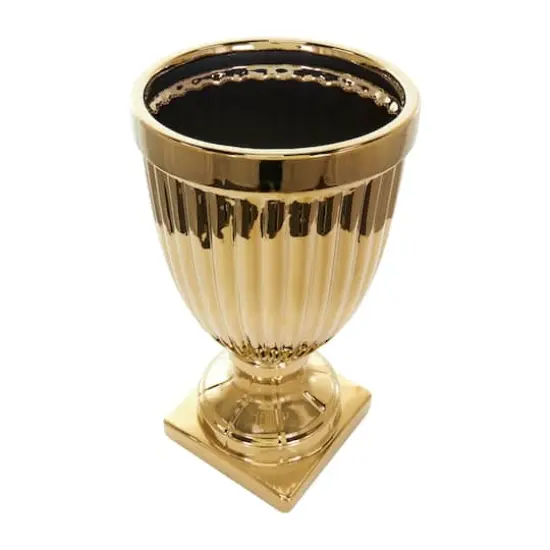 31.5" Gold Ceramic Decorative Jars with Grooves {4}