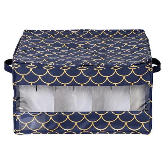 Honey Can Do Golden Scallop Print Stemware Storage Box Set {11}