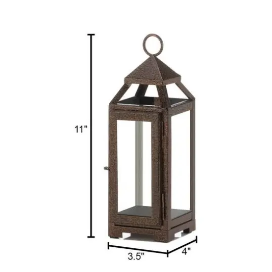 11" Iron & Glass Copper Lantern {5}