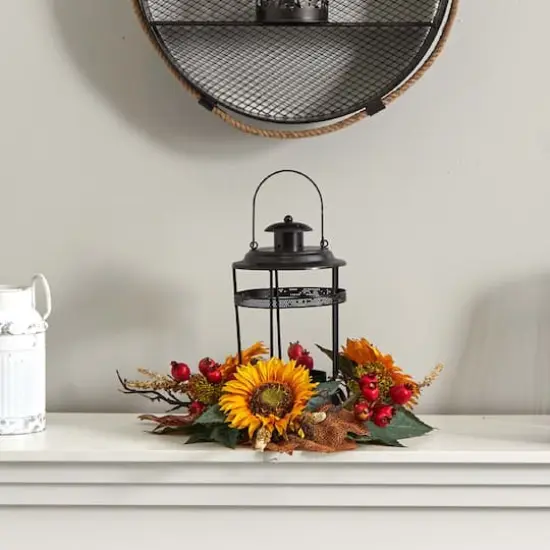 18" Sunflower Berry Candelabrum Centerpiece {5}