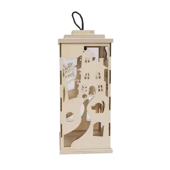 10" DIY LED Haunted House Wood Lantern D&eacute;cor by Make Market&reg; {1}