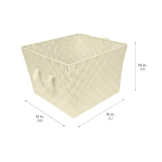 Simplify Large Woven Storage Bin Ivory {9}
