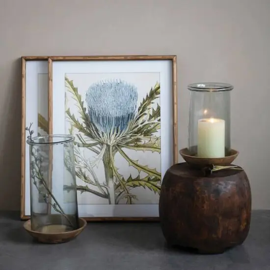 Hello Honey&reg; 15'' Glass Hurricane with Wood Base {3}