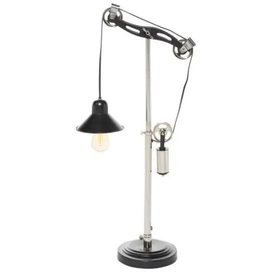 34" Black Metal Industrial Table Lamp {1}