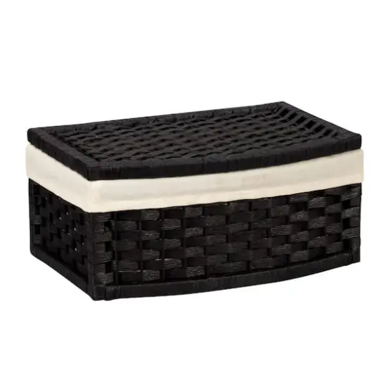 Household Essentials 7" Woven Basket with Lid Black {1}