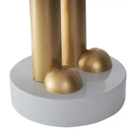 6ft. Gold & Silver Metal Standing Nutcracker Sculpture {5}