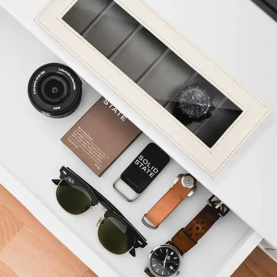 Rice White Hexa Leather Watch Box {7}