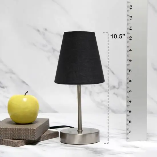 Creekwood Home Nauru 10.5" Sand Nickel Petite Metal Stick Table Lamp Black {5}