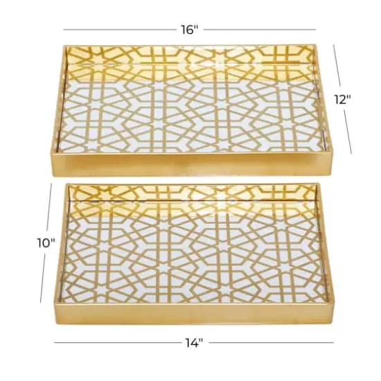 CosmoLiving by Cosmopolitan Matte Gold Plastic Glam Tray Set {8}