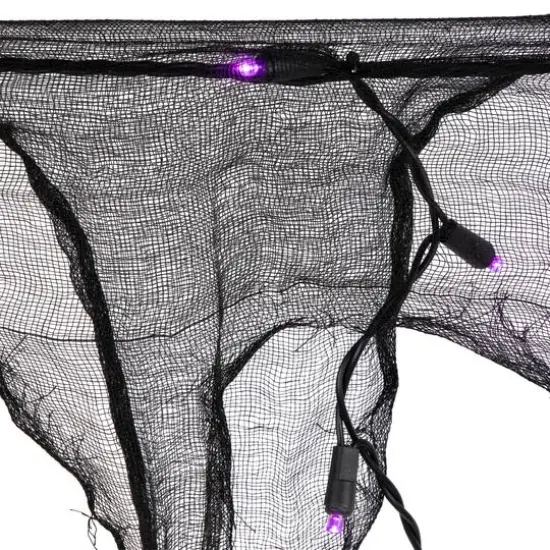4ft. Pre-Lit Purple LED Halloween Black Gauze Drape Lights {6}