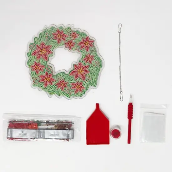 8" Poinsettia Wreath Diamond Art Kit by Make Market&reg; {3}