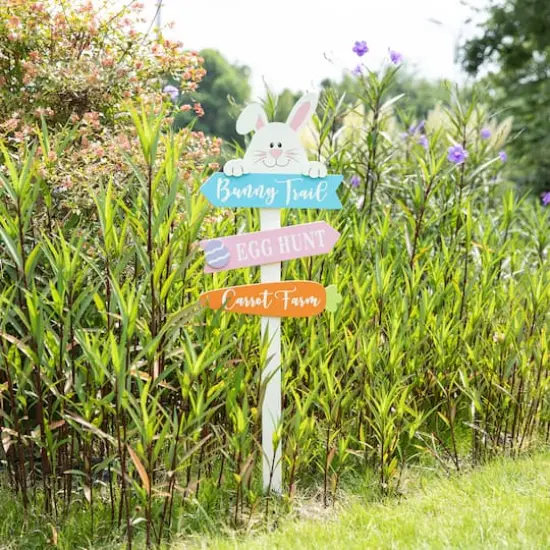 Glitzhome&reg; 36" Wooden Easter Bunny Yard Stake {5}