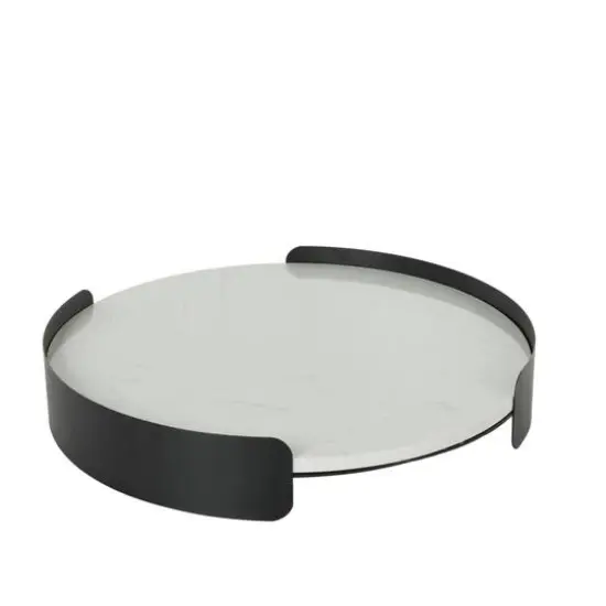 19" White Marble Round Living Room D&eacute;cor Tray {7}