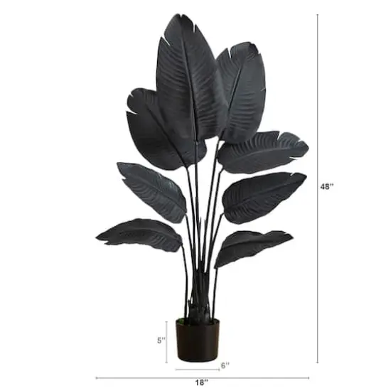 4ft. Artificial Halloween Black Travelers Palm Tree {3}