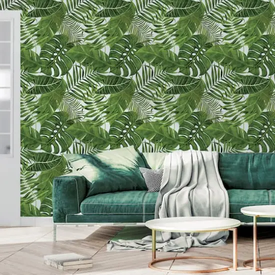 Simplify Green Palm Leaves Adhesive Wallpaper {4}