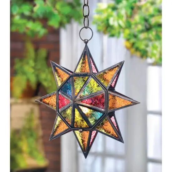 13" Multi Faceted Colorful Star Lantern {3}
