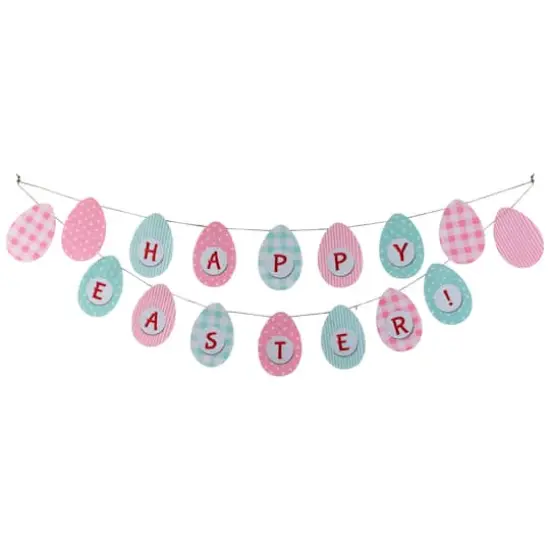 70" Pastel Patterned Happy Easter Hanging Banner {1}