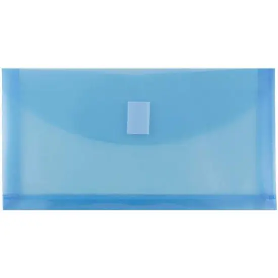 JAM Paper 5.25" x 10" Plastic Hook & Loop Closure Envelopes, 12ct. Blue {1}