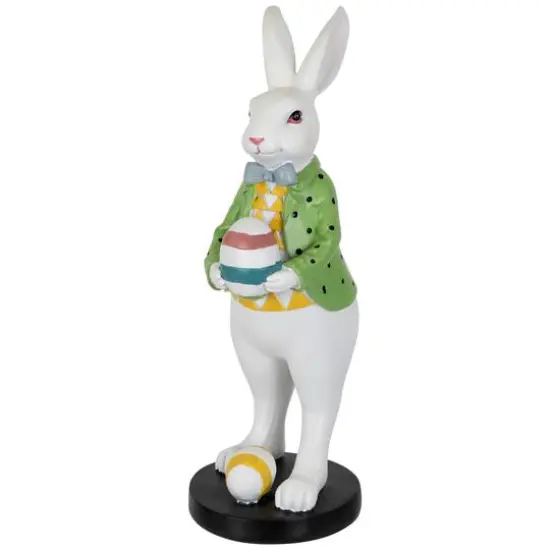 11.5" Rabbit Holding Easter Egg Outdoor Garden Statue {6}