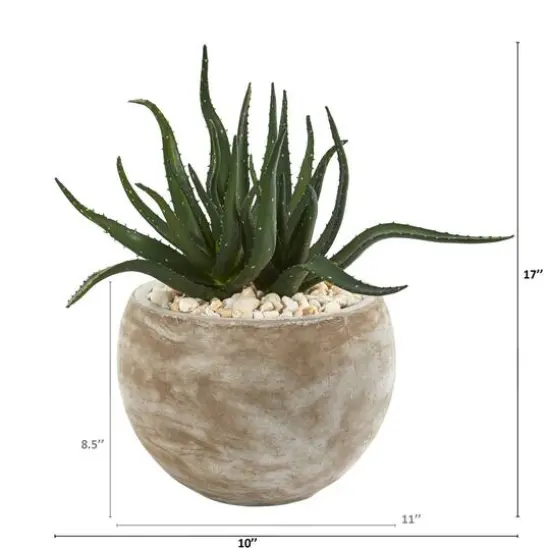 17" Aloe Succulent Artificial Plant in Sand Colored Planter {3}