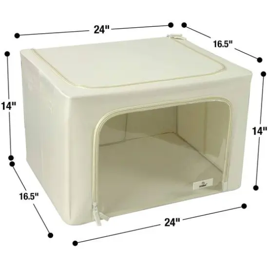 Sorbus Large Foldable & Stackable Storage Bags with Windows Set Beige {5}