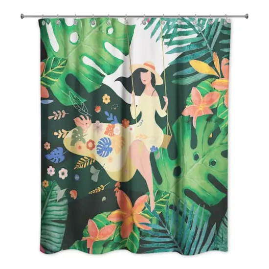 Jungle Swing Girl 71" x 74" Shower Curtain {1}