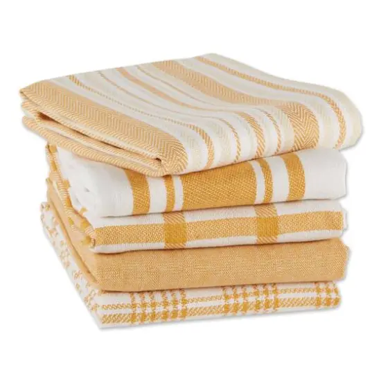 DII&reg; Woven Dish Towels, 5ct. Honey Gold {6}