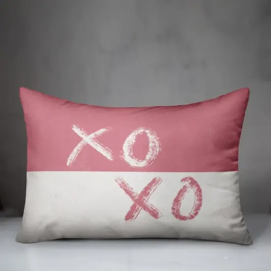 XOXO Brush Strokes Distress Rectangle Throw Pillow {4}