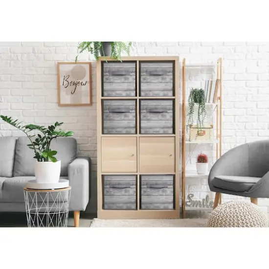 Sorbus 11" Gray Wood Pattern Foldable Storage Cubes, 4ct. {5}