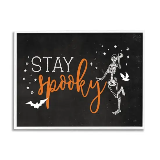 Stupell Industries Stay Spooky Skeleton Framed Giclee Art White {1}