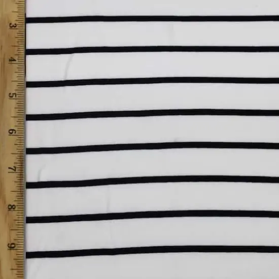 Fabric Merchants Black & White Stripes Double Brushed 4-Way Stretch Fabric {3}