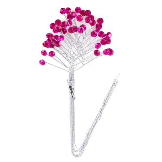 JAM Paper Rinestone Quintet, 12ct. Magenta Pink with Silver Stem {1}