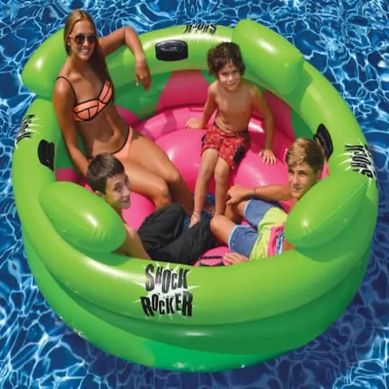 Swimline 75" Inflatable Green & Pink Shock Rocker Pool Float {4}